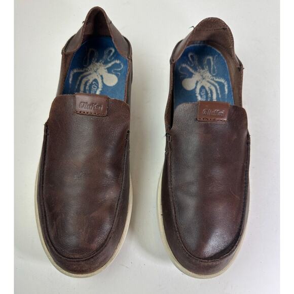 Olukai Nalukai Slip On Shoes Brown Leather Loafer Fold Down Heel Men\'s Size 8.5 main image 10